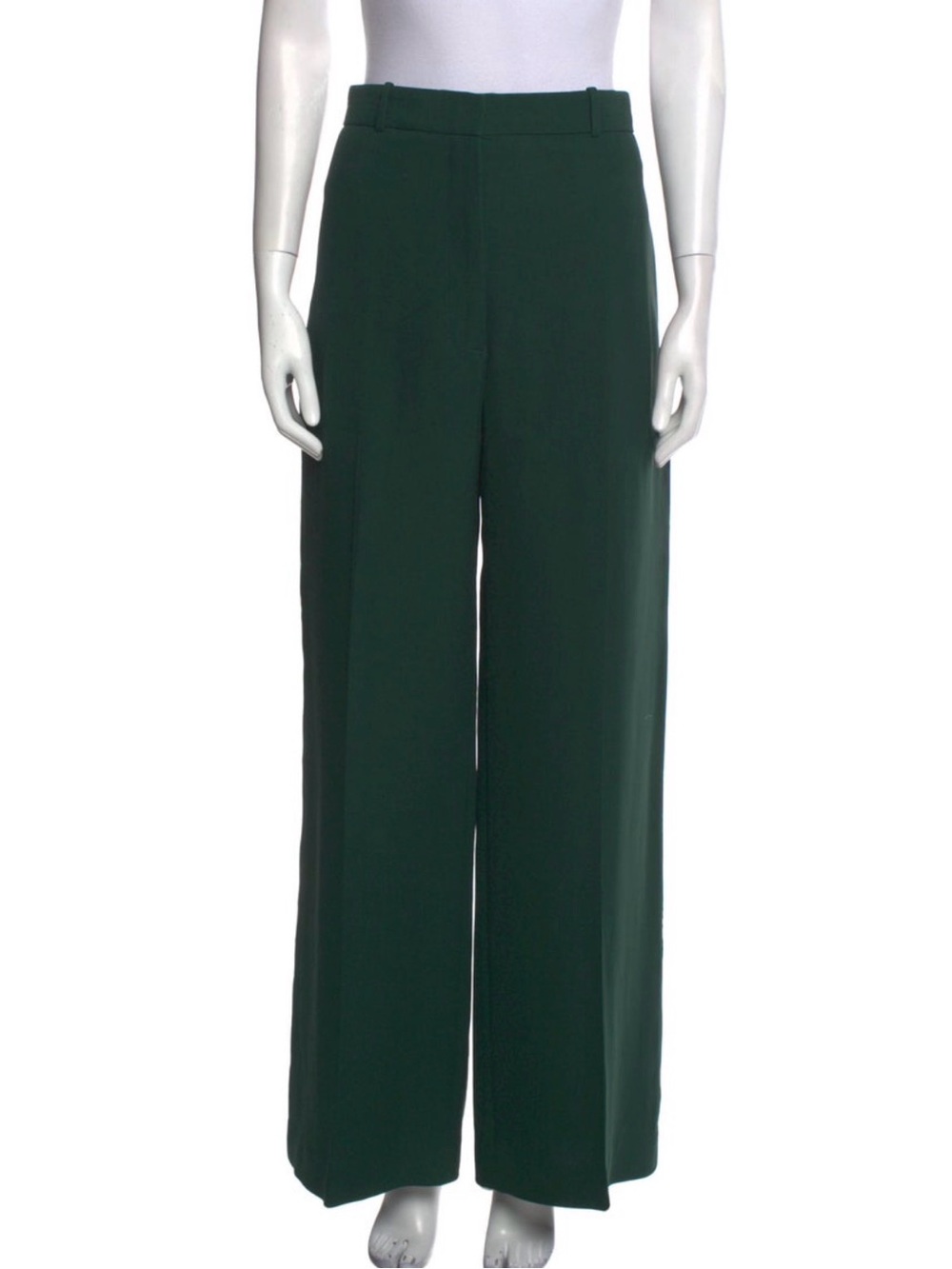 Burberry Forest Green Silk Wide-Leg High Rise Trousers